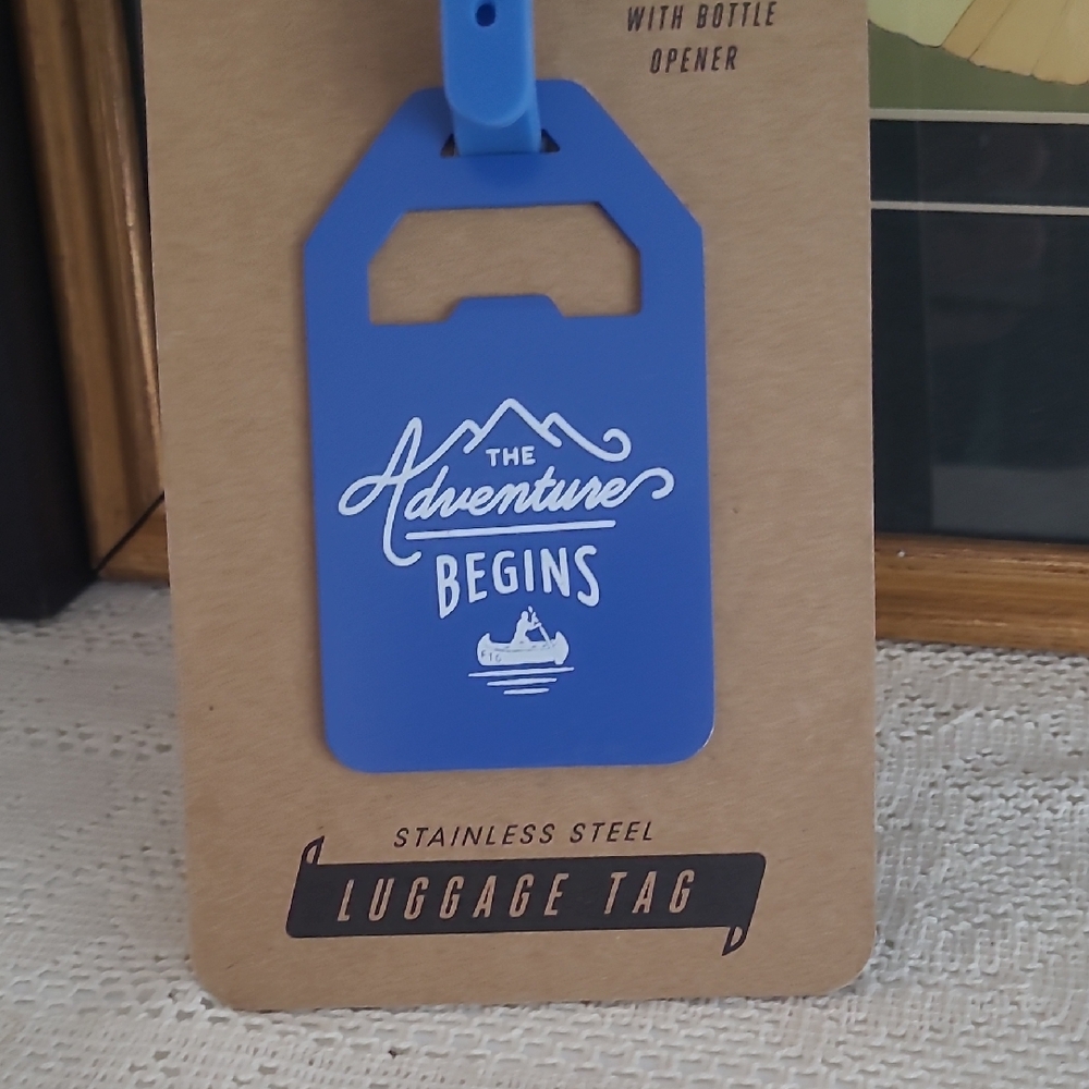 Blue Stainless Steel Luggage Tag